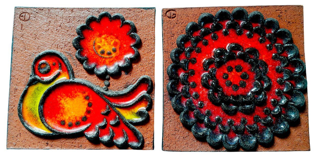 Tutte le decorazioni: plaque émail 60s Mid Century Brutalist Pop Danemark? Suède? – Usato da Tavannes venduto da Brocashop