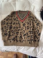 Pull chaud imprimé léopard vintage, idéal pour l'automne 🍂