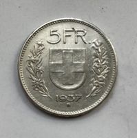 1937 5 Franken Silber Seltener Jahrgang