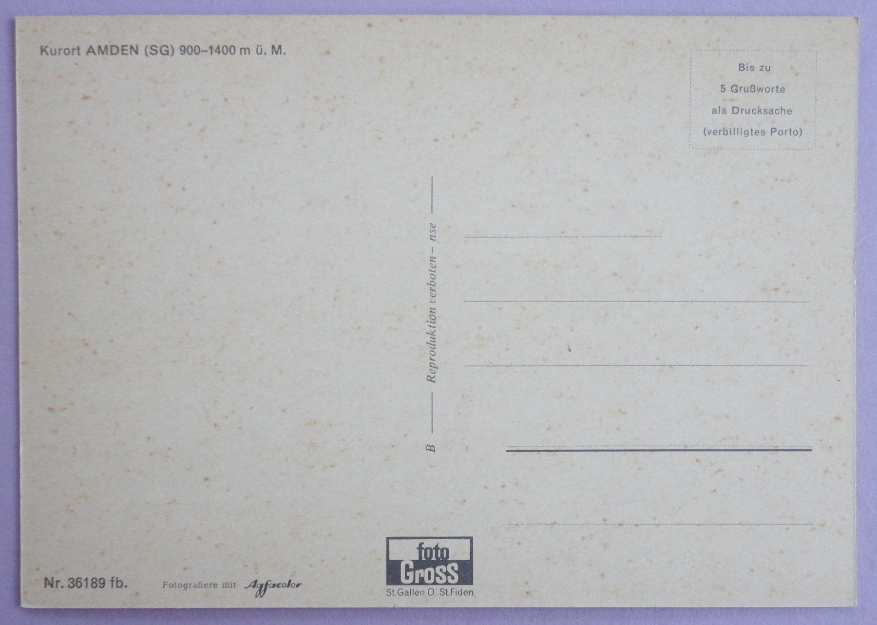 Cartoline postali: Kurort Amden (SG) – Usato da Fétigny venduto da Billy2miny 1