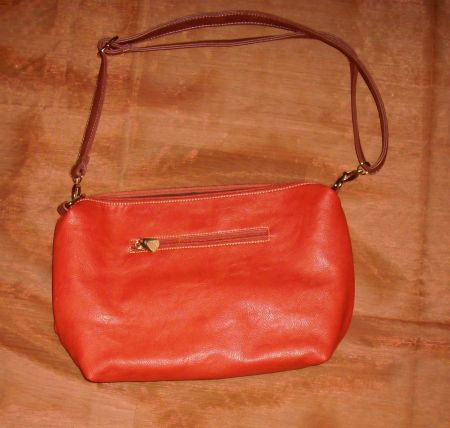 Leder - Handtasche, Orange/Braun * NEU