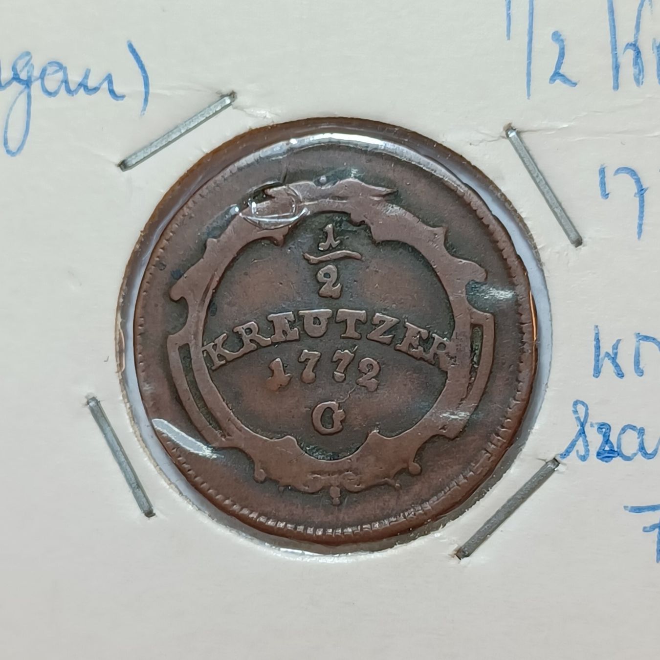Alle Münzen: 1/2 Kreuzer 1772 Markgrafschaft Burgau – Gebraucht aus Pfäffikon ZH von Welt_Muenzen