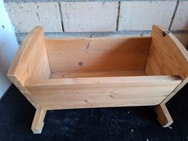 Holzwiege massiv Naturholz Länge 44 cm gebrauchter Zustand