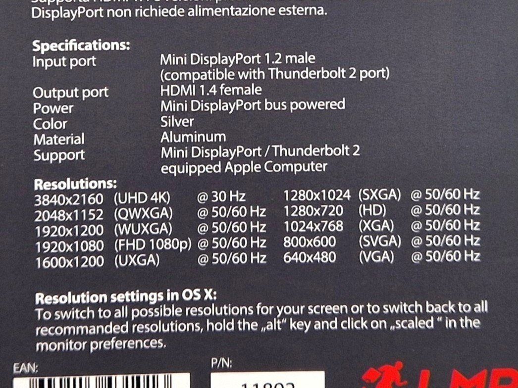 Adattatori: LMP Mini DP Port/Thunderbolt 2 zu HDMI 1.4 Adapter – Nuovo e nell'imballaggio originale da Basel venduto da Restwert_Basel 2