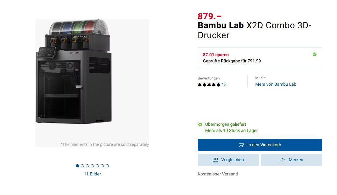 Bambu Lab 3D Drucker: Bambu Lab X2D Combo 3D Drucker wie neu + PLA Filamente – Neu (gemäss Beschreibung) aus Herzogenbuchsee von Aarwangen 1