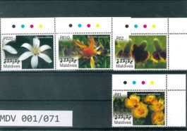 MALEDIVEN 4 BRIEFMARKEN BLUMEN
