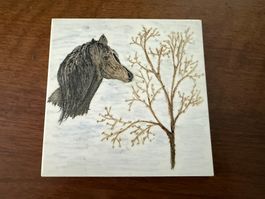 Kachel Laufen Pferd Baum Zeichnung 15x15cm Fabrikation Su...