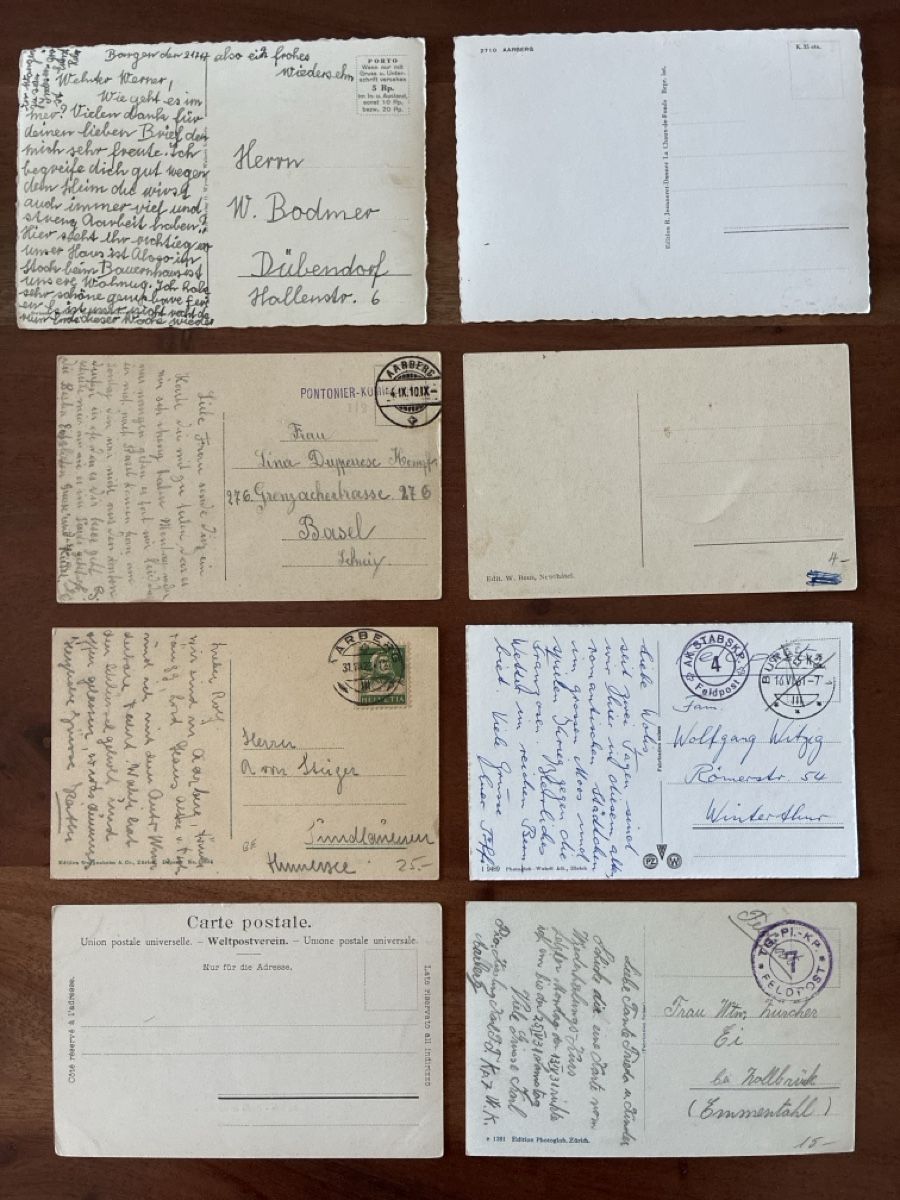 Cartoline postali: 8 Ansichtskarten Schweiz von Aarberg BE – Usato da Oftringen venduto da Cla.vD.74 1
