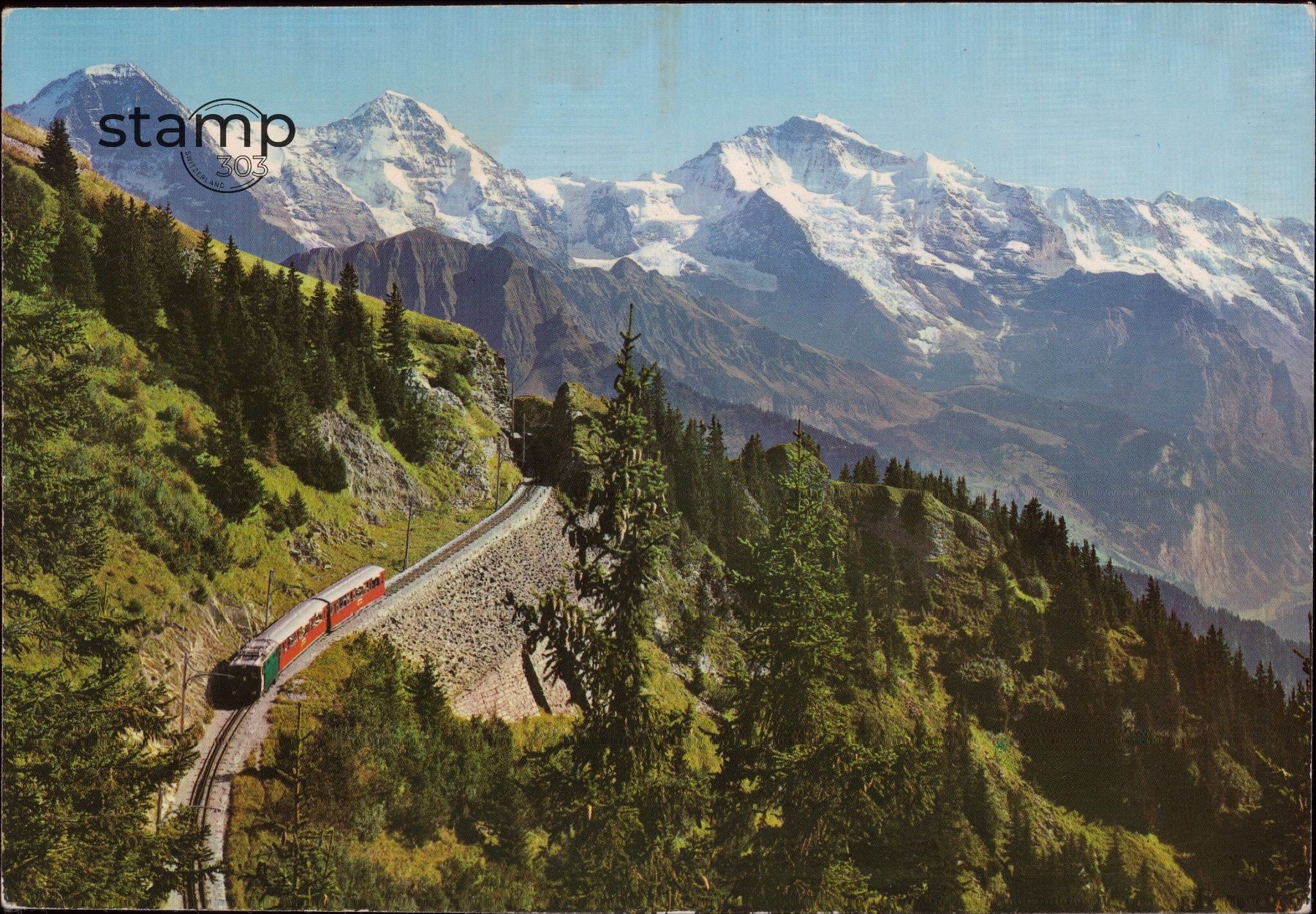 Cartoline postali: AK Schynige-Platte-Bahn mit Eiger, Mönch und Jungfrau – Usato da Eggersriet venduto da stamp303