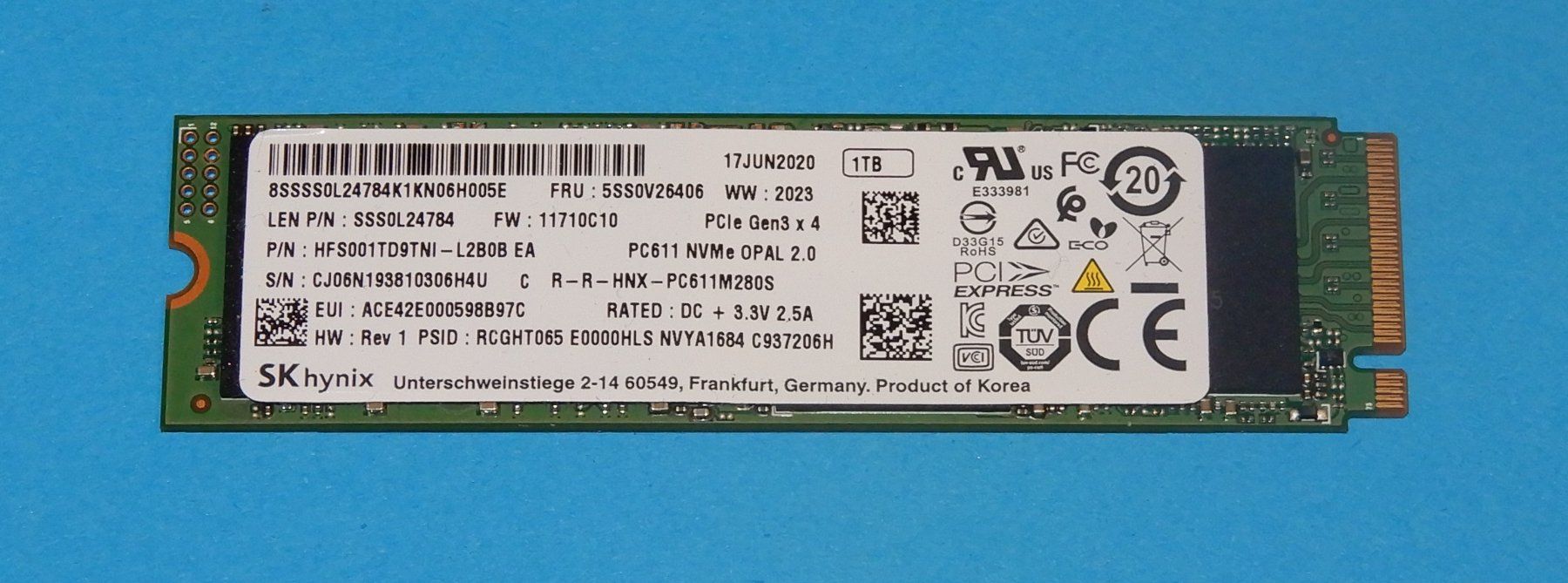 Dischi rigidi: SKhynix NVMe SSD 1 TB – Usato da Bern venduto da compischop