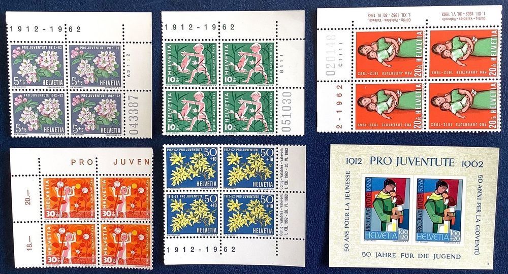 Tutti i francobolli: 1962 Pro Juventute Viererblöcke Eckrand ** mit Block ** – Nuovo (secondo la descrizione) da Liestal venduto da Skunk02