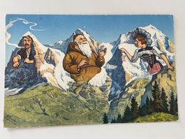 Vintage Postkarte Eiger, Mönch und Jungfrau, ca 1940