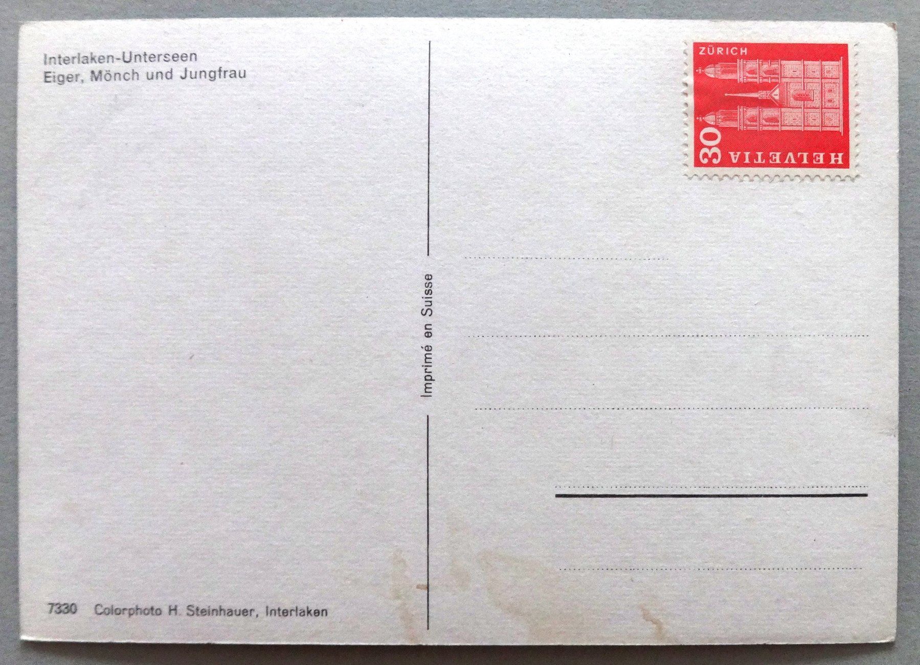 Cartoline postali: Interlaken-Unterseen – Difettoso da Fétigny venduto da Billy2miny 1