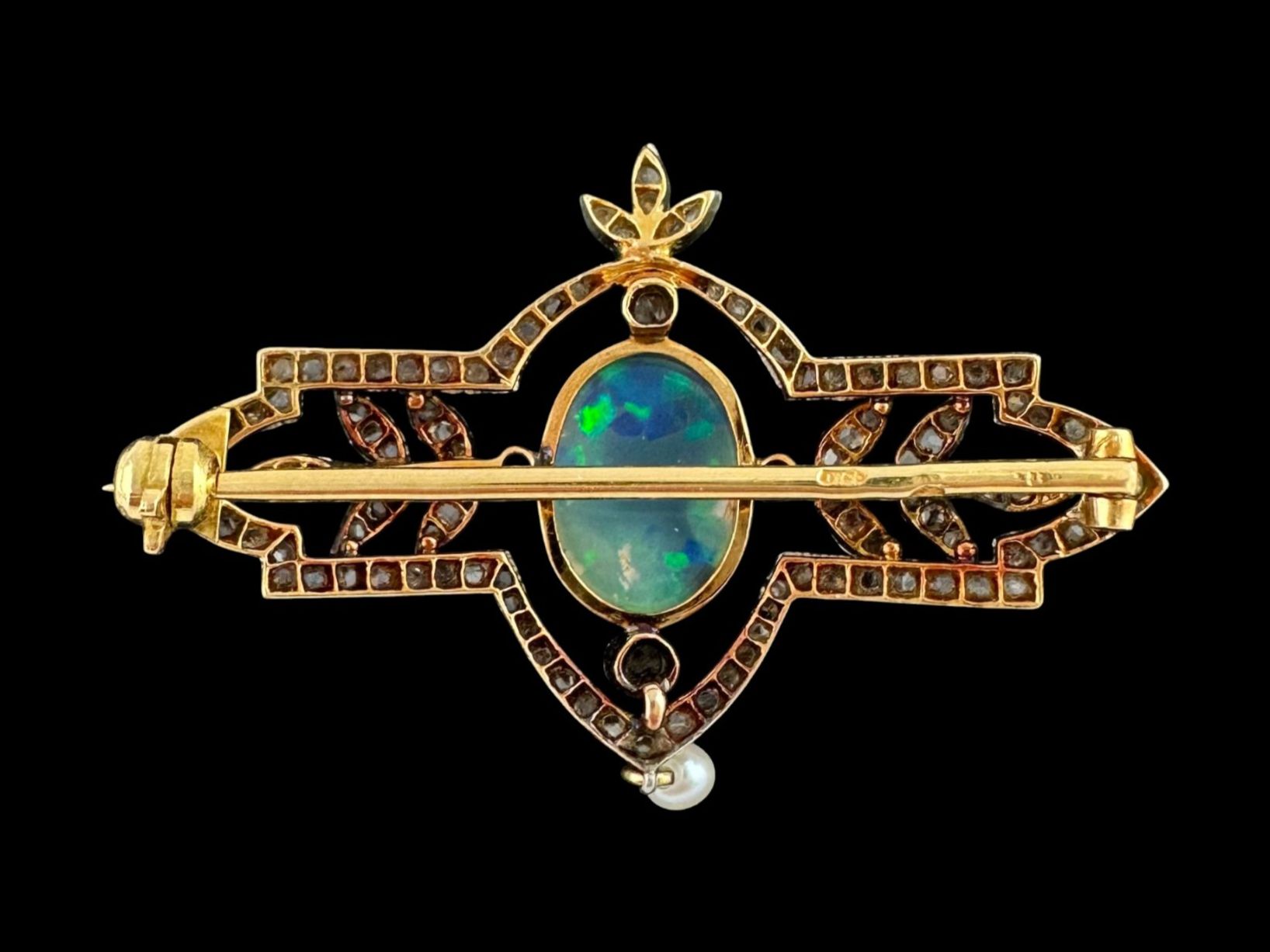 Spille & Fermagli: Jugendstil Opal - Diamant - Perlen - Brosche um 1910 – Usato da Zuzwil SG venduto da artimmo 3