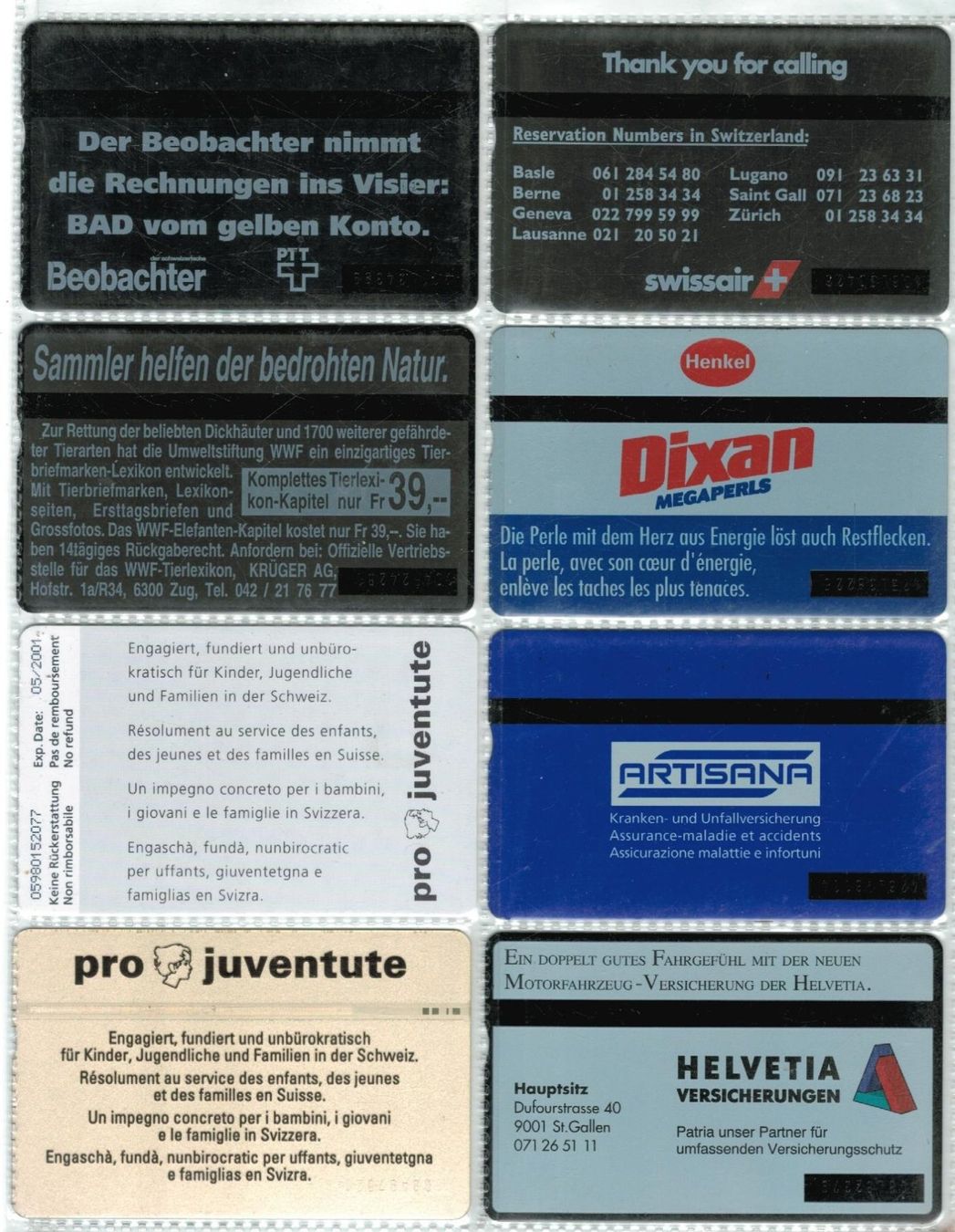 Schede telefoniche: 8 Taxcards – Usato da Zürich venduto da Tolima194 1