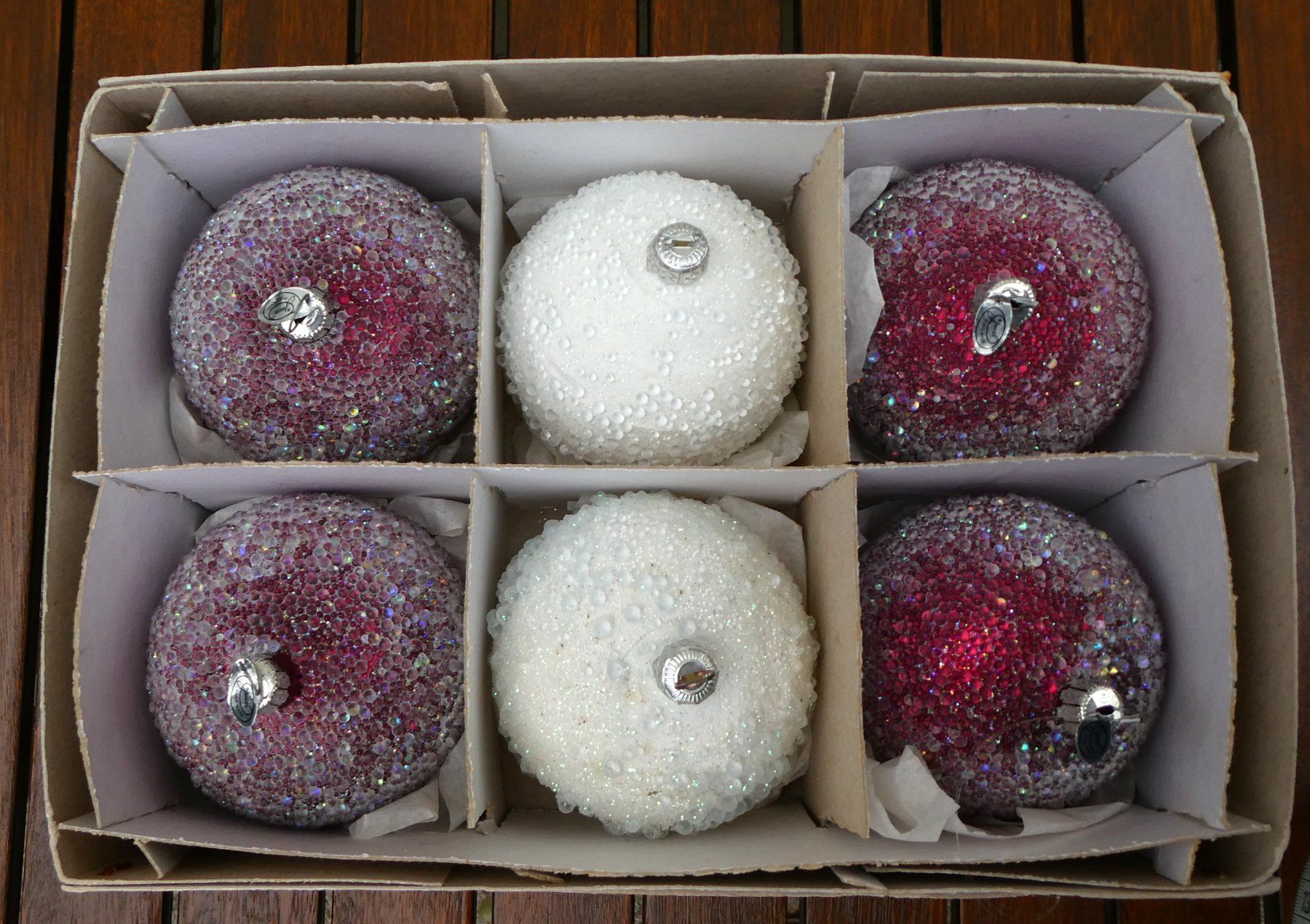 Tutte le decorazioni: Weihnachtskugeln, Christbaumkugeln, 6 Stk, Glas rot weiss – Usato da Frauenfeld venduto da dhour 9