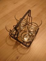 4 Aperitif Trink Gläser mit Träger neu