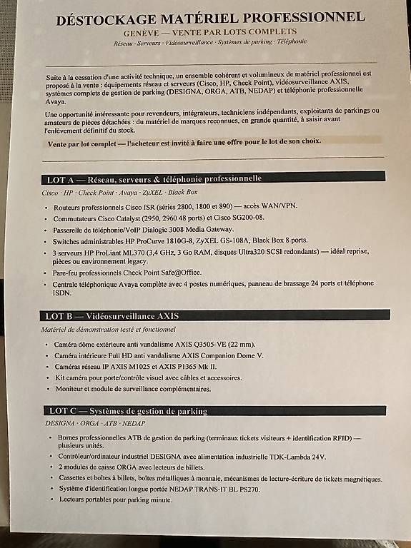 Autres articles bureau & commerces: Destockage matériel professionnel  – D'occasion à Genève par Belmondo54