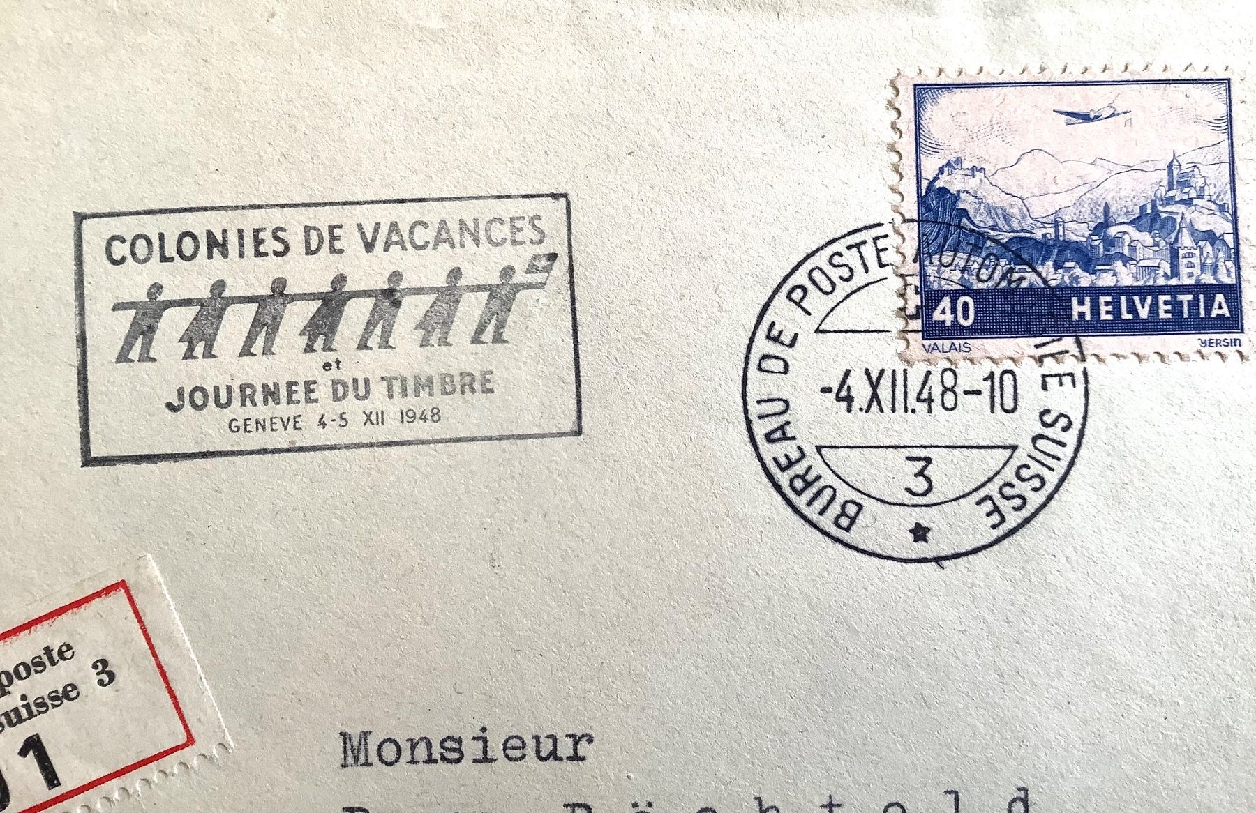 Tutti i francobolli: 1948 / R- Brief Colonies  de Vacances / Genf - Basel – Usato da Liestal venduto da Skunk02 1