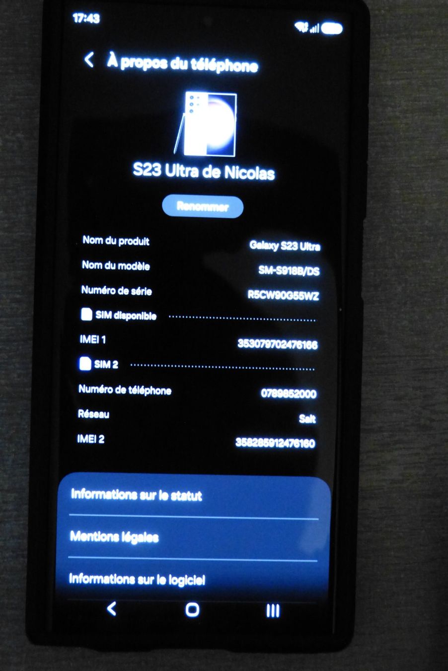 Samsung Portables: Samsung Galaxy S23 Ultra – D'occasion à Thônex par Jan-Nemar 2