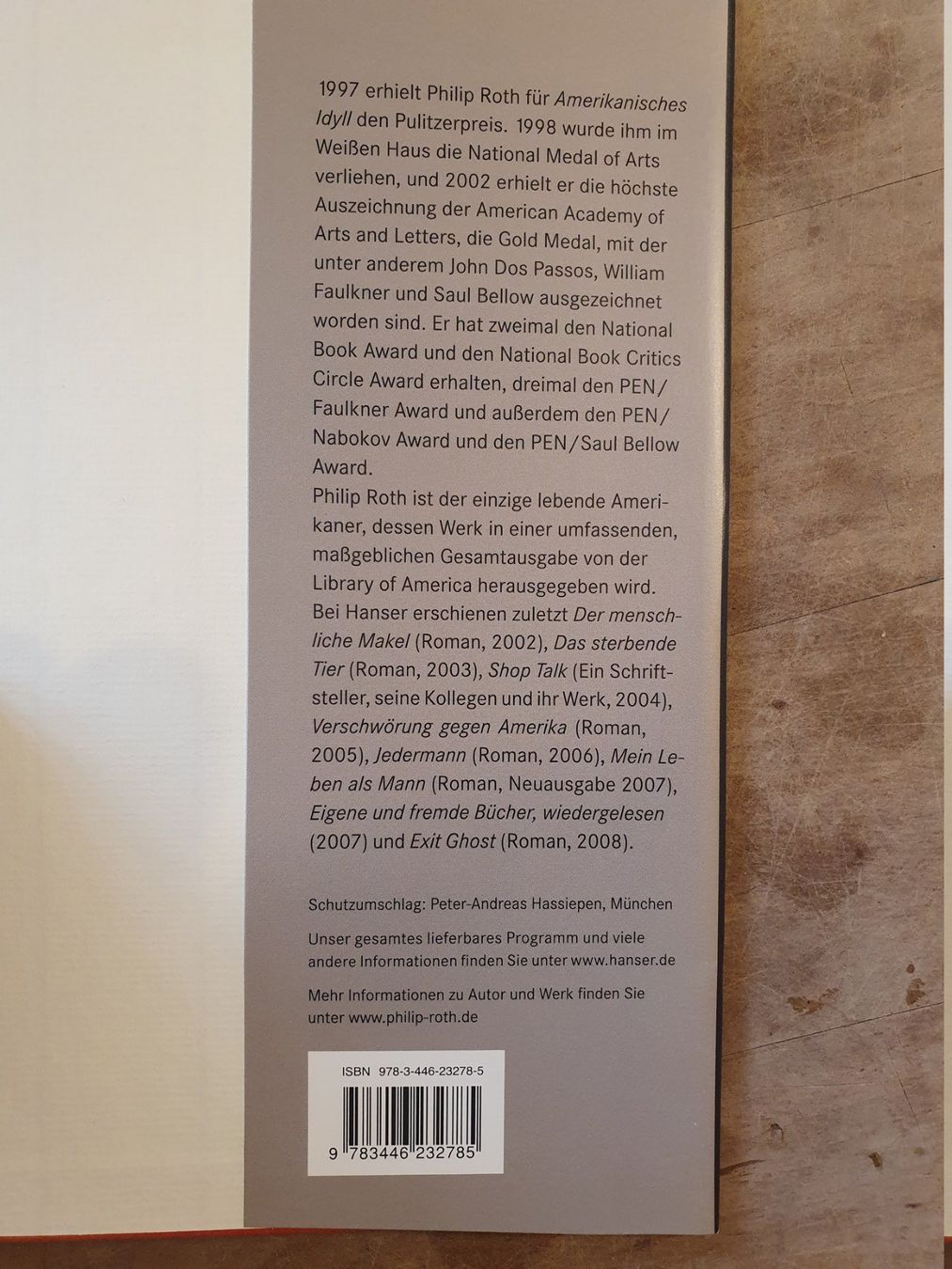 Libri: Empörung Philip Roth Hanser – Usato da Zürich venduto da loosebone 3