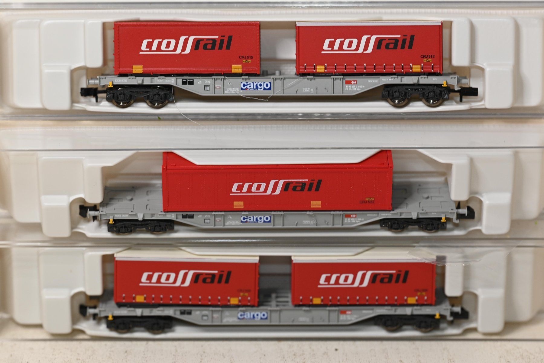 Fleischmann Modellini di ferrovie: Crossrail Spur N Fleischmann mit OVP , 3er Set – Usato da Laupen ZH venduto da Zmoewe