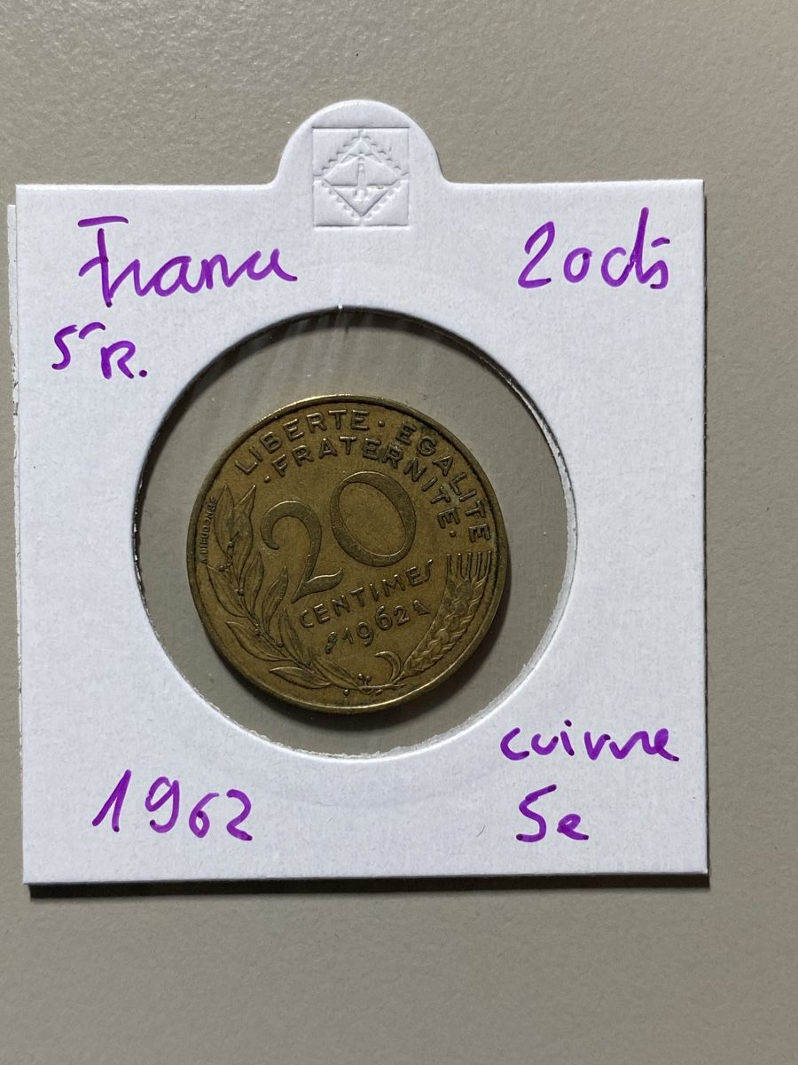 Tutti le monete: France - 20 centimes - 1962 – Usato da Payerne venduto da Mike1682