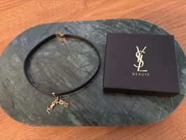Choker YSL Libre Leder schwarz Gold neu mit Box