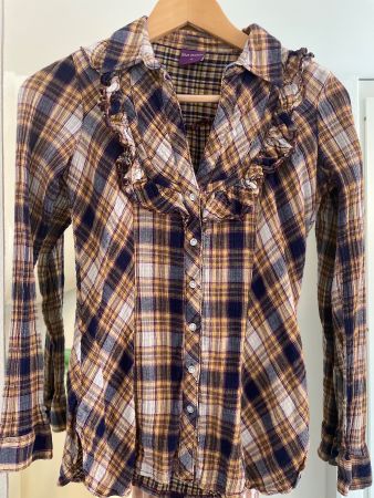 blue motion Bluse Gr.38 kariert tailliert bunt