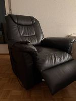 Echtleder Relaxsessel mit elektrischer Fussstütze  Schwarz