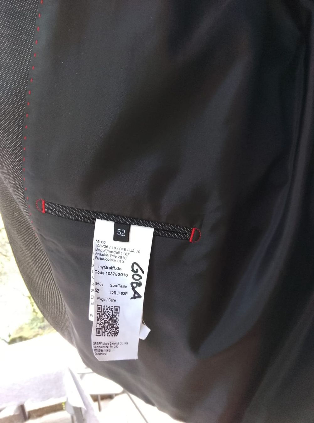 Vestes: Herre Sakko schwarz / Greiff / Grösse 52 – D'occasion à Umiken par Idus 1