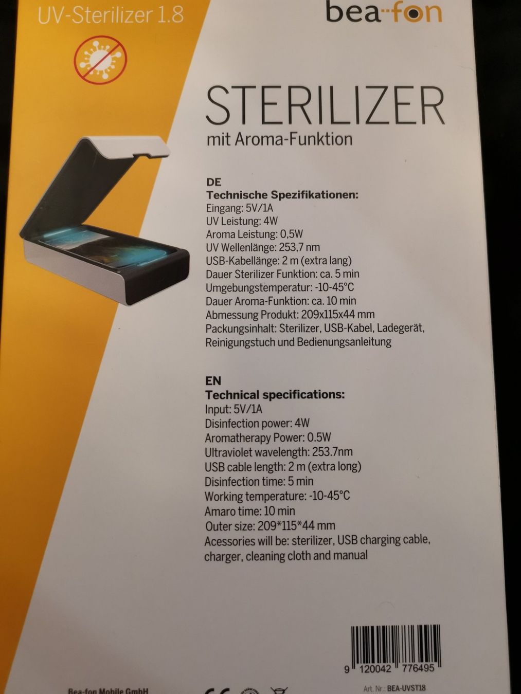 Pasti del neonato: UV-Sterilizer 1.8 mit Aroma-Funktion neu – Nuovo (secondo la descrizione) da Goldach venduto da Top-Shops 1