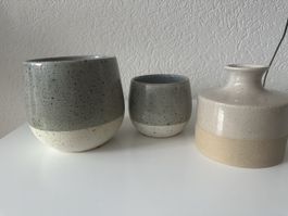 Set vasi decorativi in ceramica grigia e beige - Nuovo!
