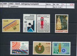 1981 UNO - Genf, Jahrgang komplett, ** postfrisch