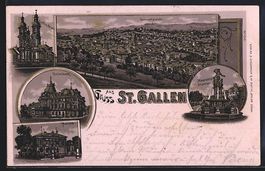Litho St. Gallen, Kathedrale, Unionbank,