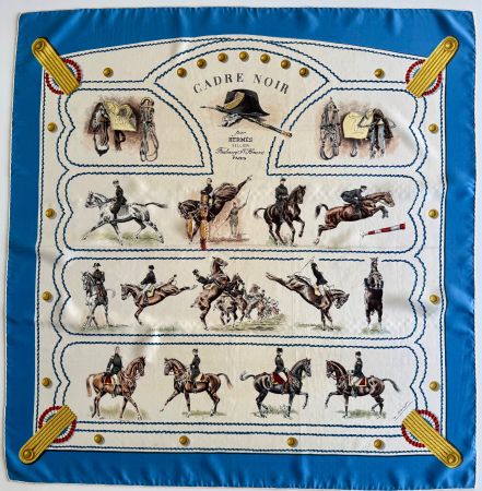 Foulard HERMES-Paris "Cadre Noir" 1960, avec box original