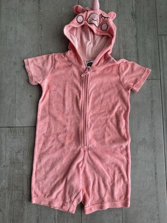 Frottee-Anzug Einhorn lachsrosa Gr 98/104 Sommer für Badi 