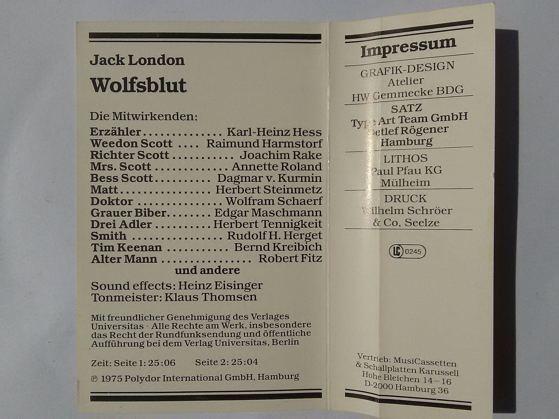 Musicassette: Wolfsblut  (Jack London) – Usato da St. Gallen venduto da elkapone 2