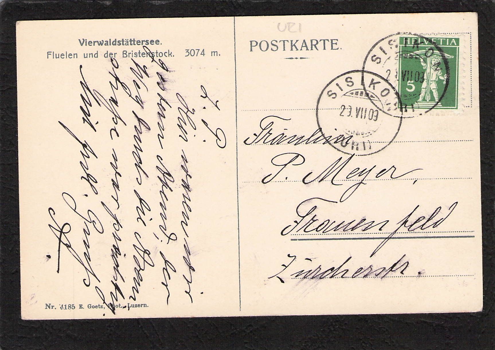 Cartoline postali: Sisikon UR  , gel. 1909 – Usato da Reichenburg venduto da Pipo-67 1