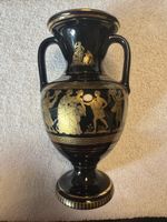 Griechische Amphore Vase, handgemacht, 24K Gold Dekor