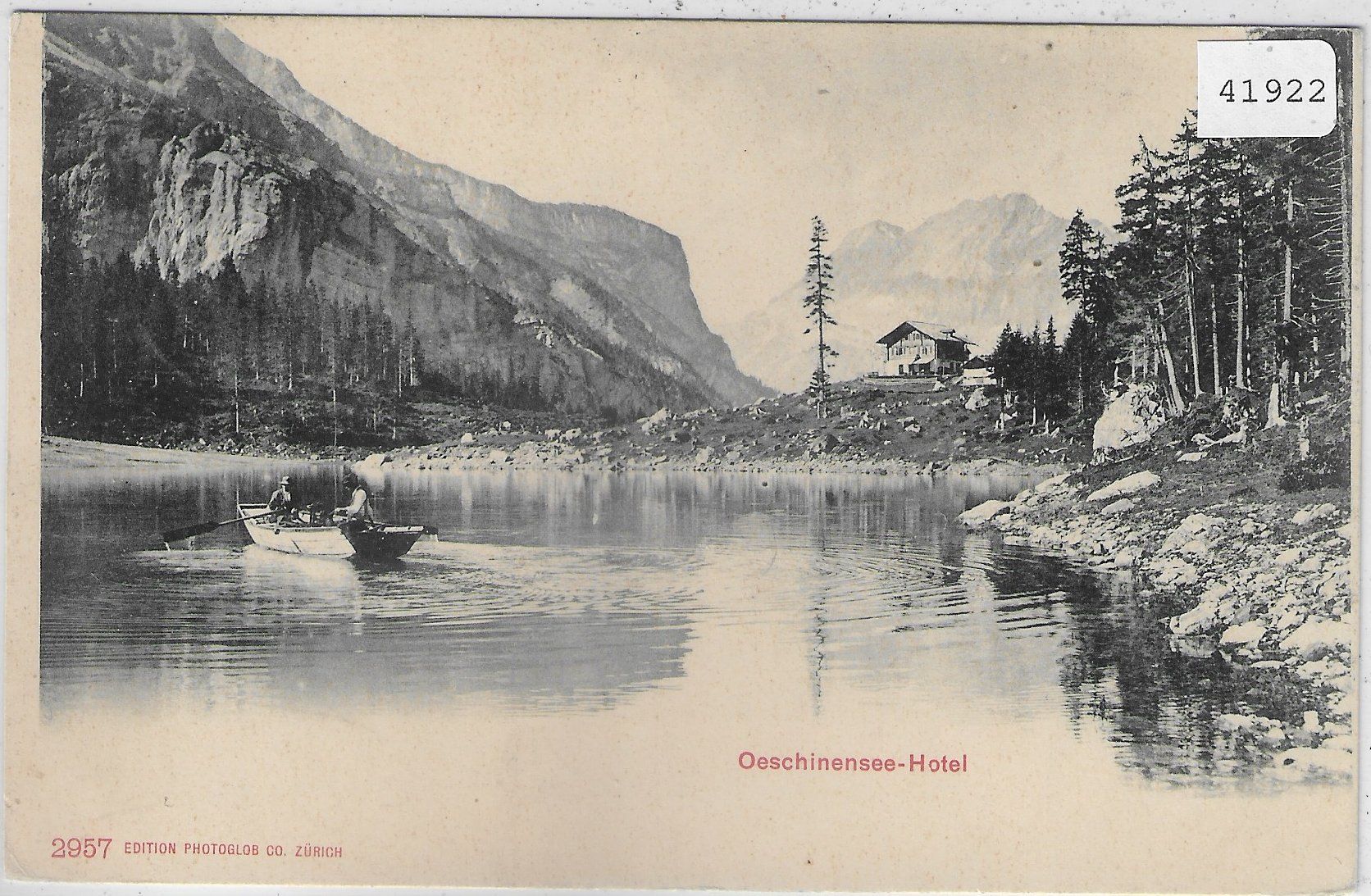 Cartoline postali: Oeschinensee-Hotel mit Ruderboot – Usato da Ettingen venduto da Kartenplanet