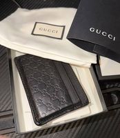 Original Gucci Kartenetui/Portmonnaie Schwarz Leder GG