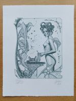 Exlibris Günter Hujber - Original Radierung Erotik signiert