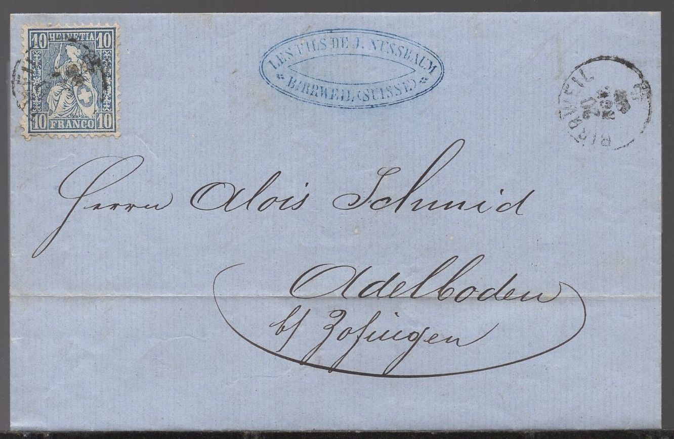 Tutti i francobolli: 1865 BIRWEILL  20.NOV.      Fingerhutstempel – Usato da Aarau venduto da kufi44
