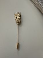 Vintage Reversnadel / Anstecknadel Maske Goldfarben