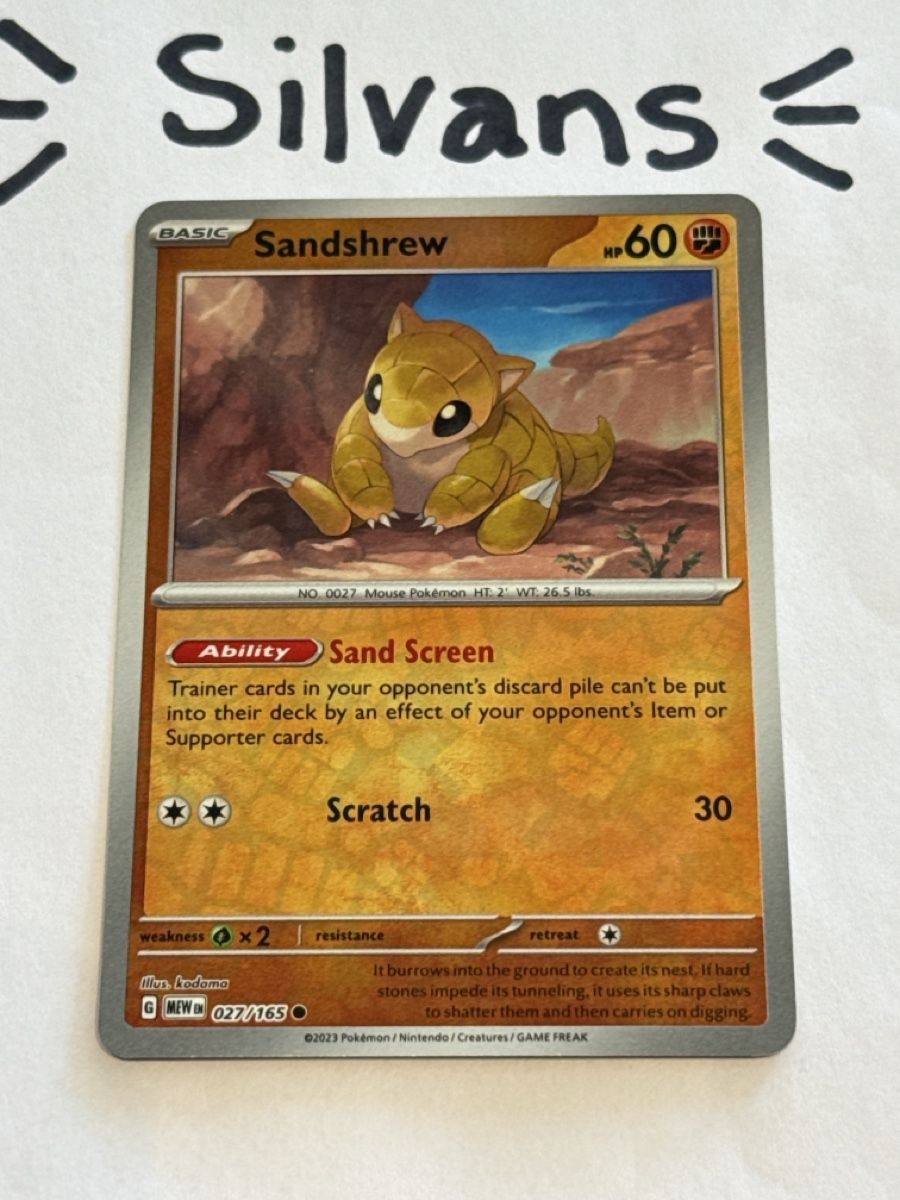 Pokémon Carte collezionabili: Sandshrew Reverse Holo MEW 027 Englisch – Nuovo (secondo la descrizione) da Wil SG venduto da Silvans