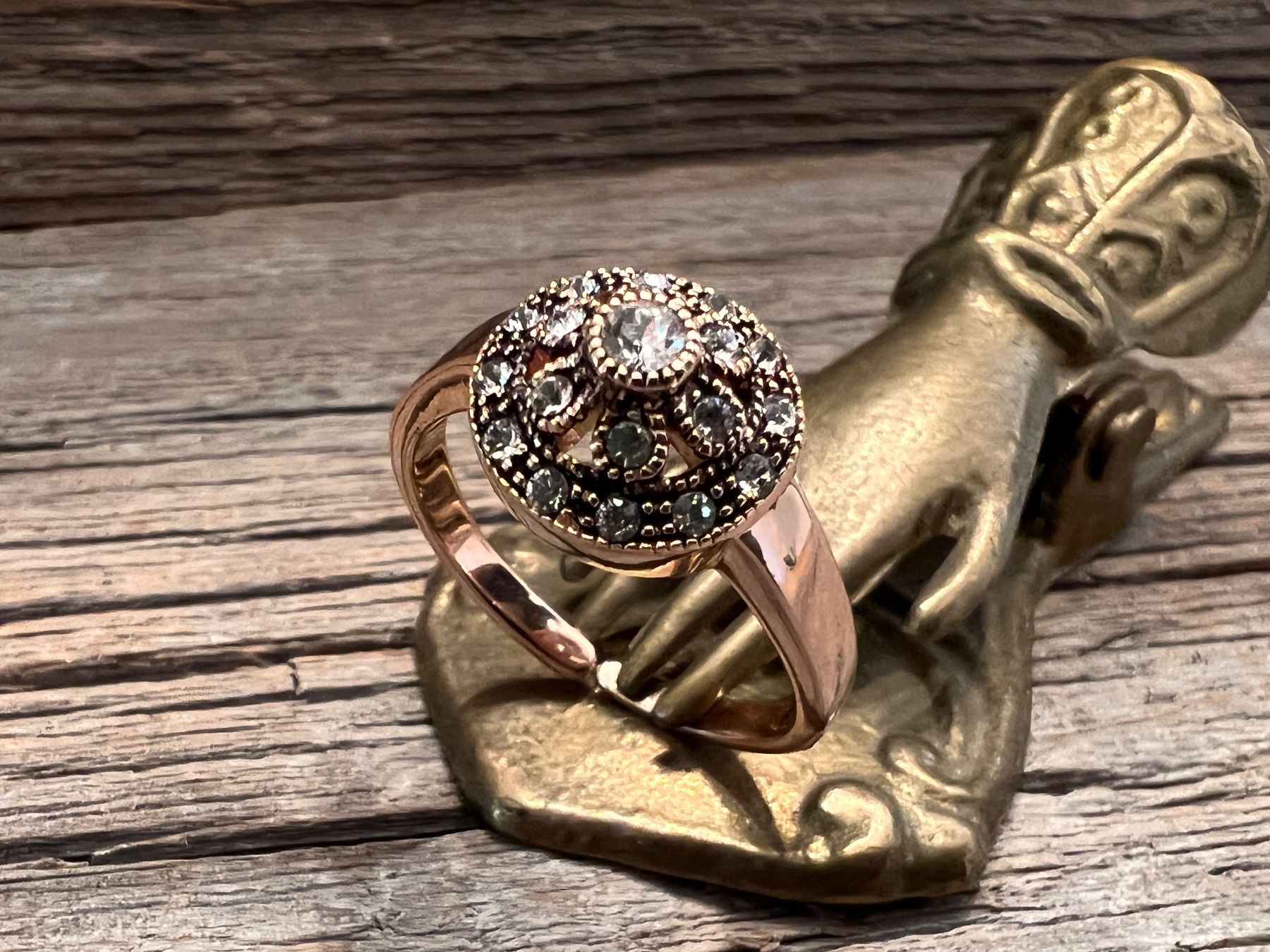 Anelli: Vintage Ring 925 Silber Rotgold vergoldet mit Similis – Nuovo (secondo la descrizione) da Bern venduto da Jiffy 8