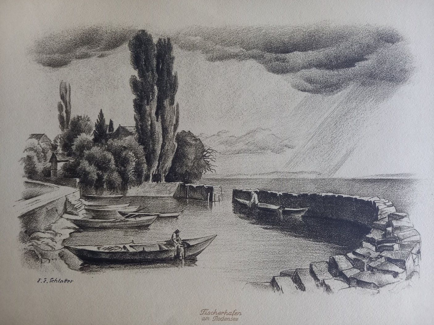 Grafiken & Lithographien: Ernst Emil Schlatter - Port de pêche lac de Constance – Gebraucht aus Genève von eti_lnc7