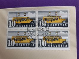 Brief mit 4er Block "Automobilpostbüros", 7.VIII.38