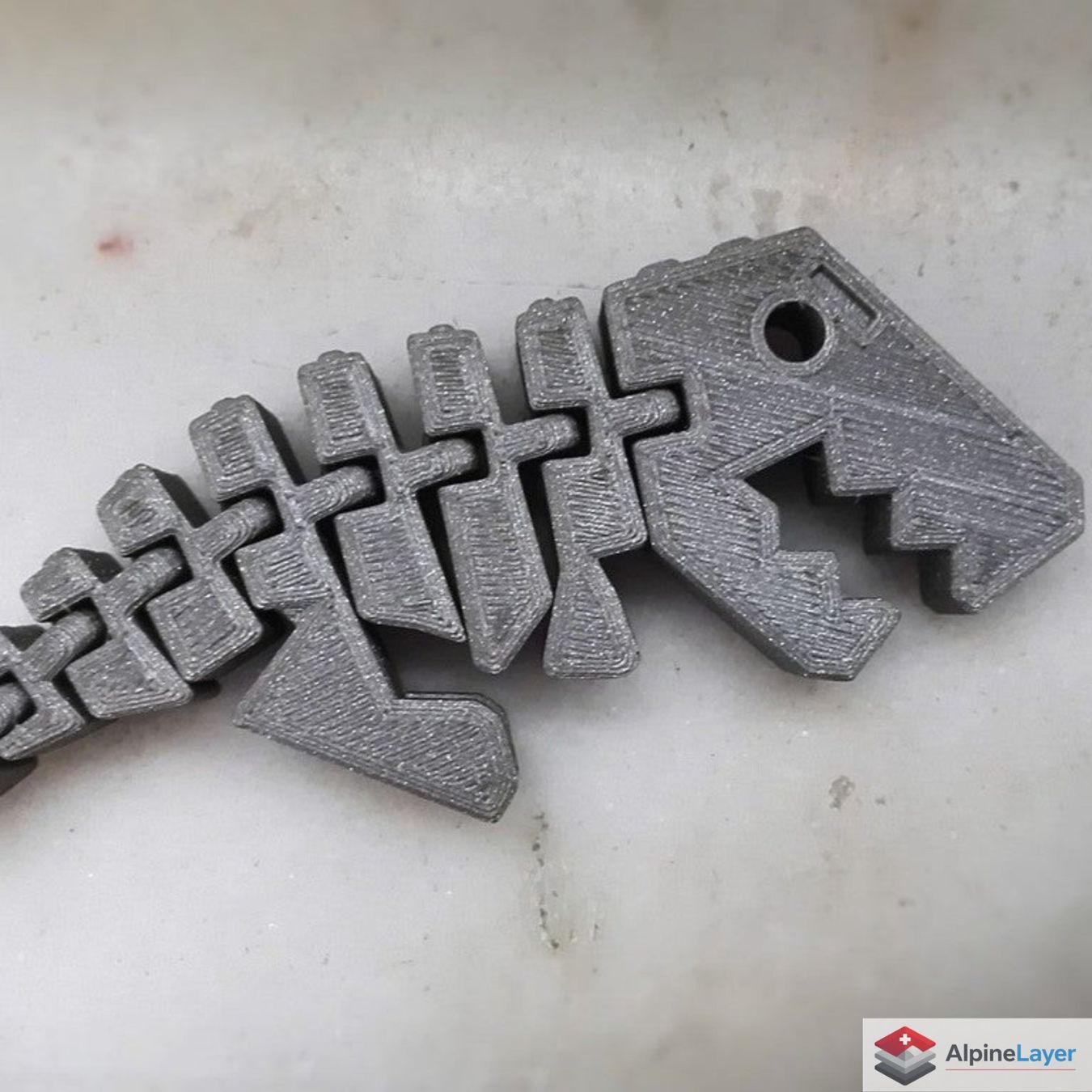 Giocattoli: Flexi Rex Articulated 3D Printed Dinosaur Silver – Nuovo (secondo la descrizione) da Losone venduto da AlpineLayer 1